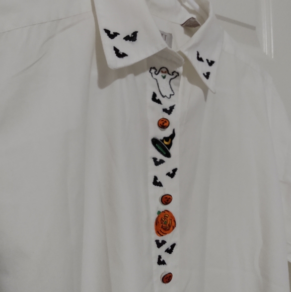 Karen Scott Tops Rare Vintage Spooky Halloween Button Down Shirt